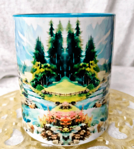 Dağ köyü vintage baskı büyük boy kupa