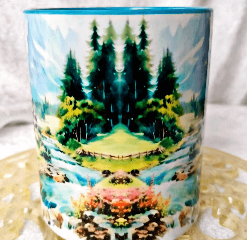 Dağ köyü vintage baskı büyük boy kupa