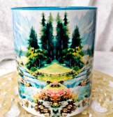 Dağ köyü vintage baskı büyük boy kupa