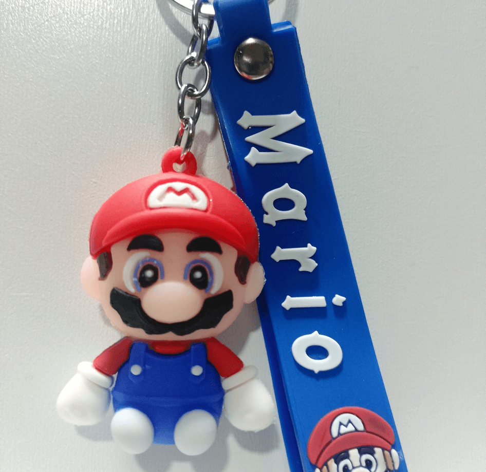 Süper mario mavi silikon lüks anahtarlık çanta aksesuar