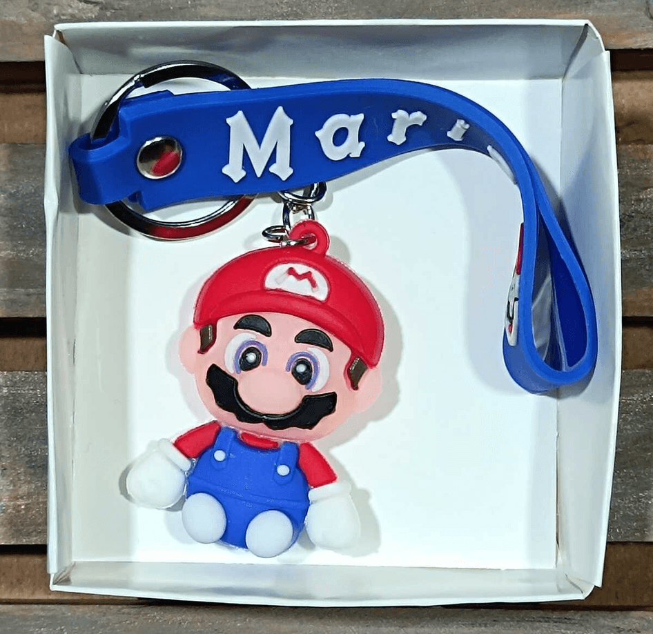 Süper mario mavi silikon lüks anahtarlık çanta aksesuar