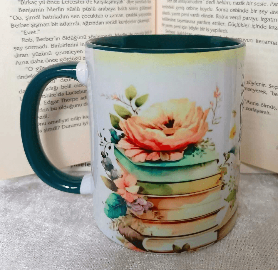 Kitap Kitaplar Vintage Baskı Büyük Boy Kupa