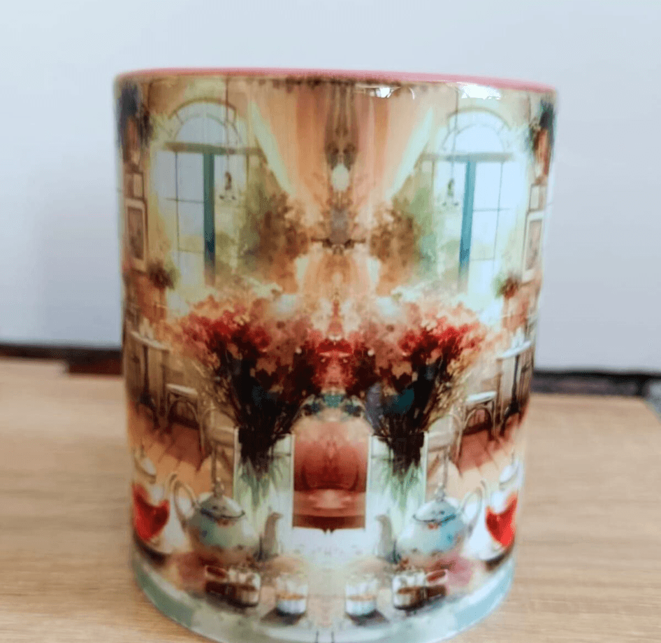 Kahve keyfi vintage baskı büyük boy kupa