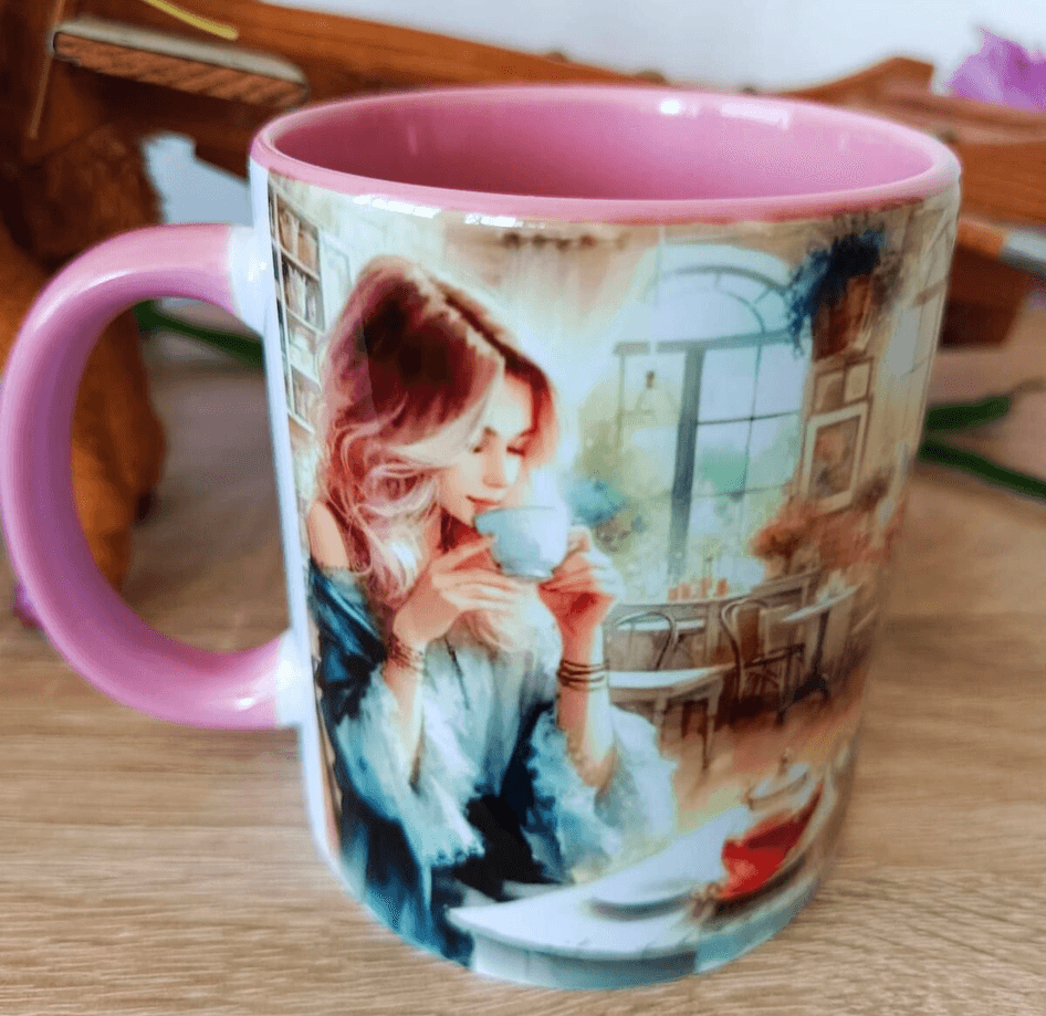 Kahve keyfi vintage baskı büyük boy kupa