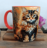 Kedi Vintage baskı büyük boy kupa