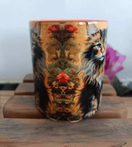 Kedi Vintage baskı büyük boy kupa