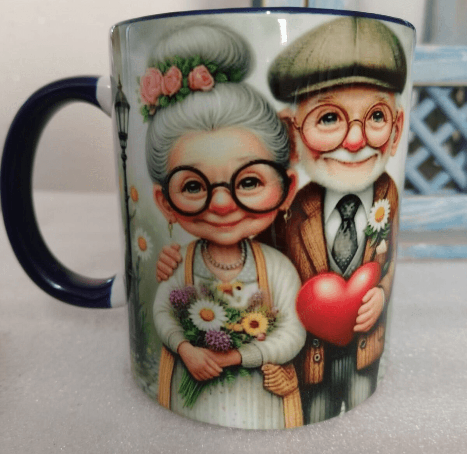 Vintage baskı büyük boy kupa