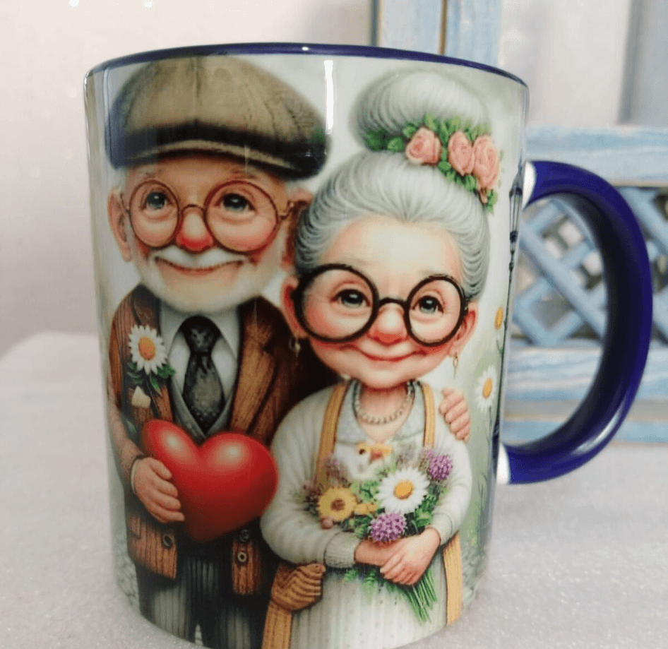 Vintage baskı büyük boy kupa