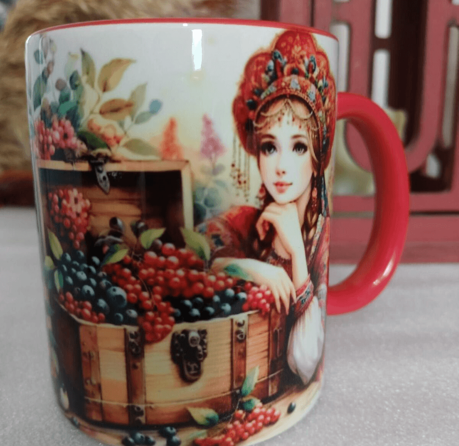 Vintage baskı büyük boy kupa