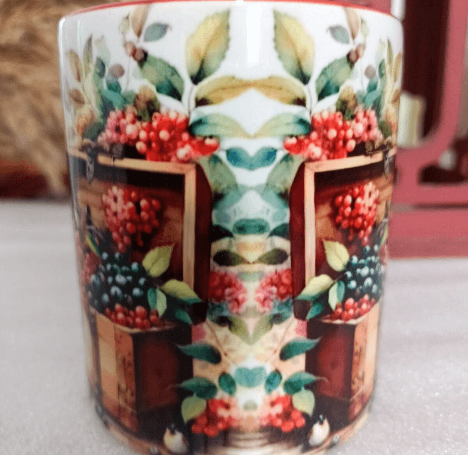 Vintage baskı büyük boy kupa