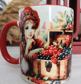 Vintage baskı büyük boy kupa