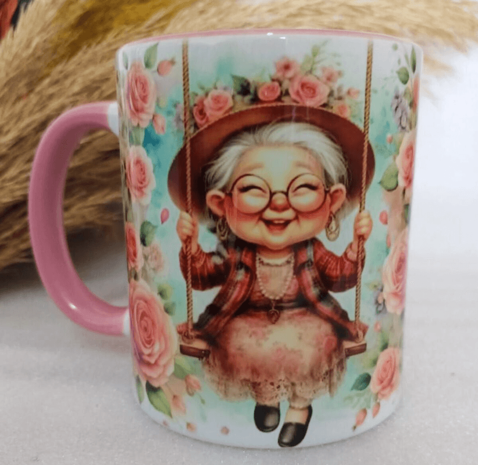 Vintage baskı büyük boy kupa