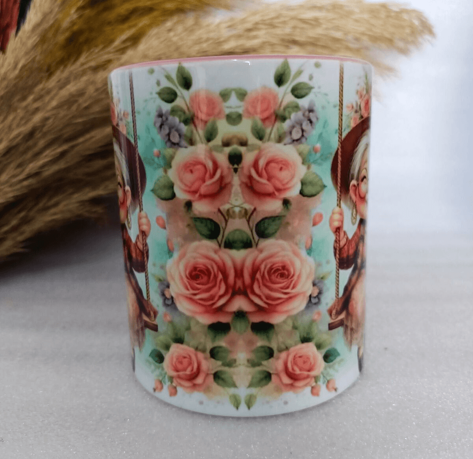 Vintage baskı büyük boy kupa