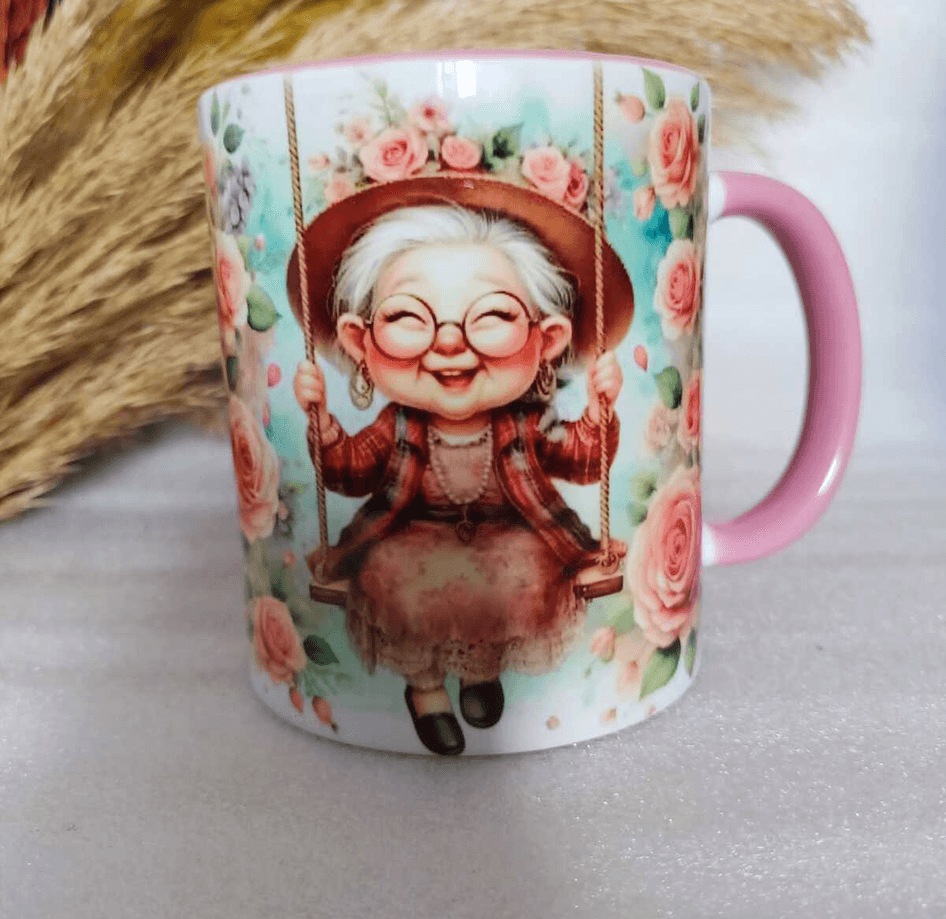 Vintage baskı büyük boy kupa