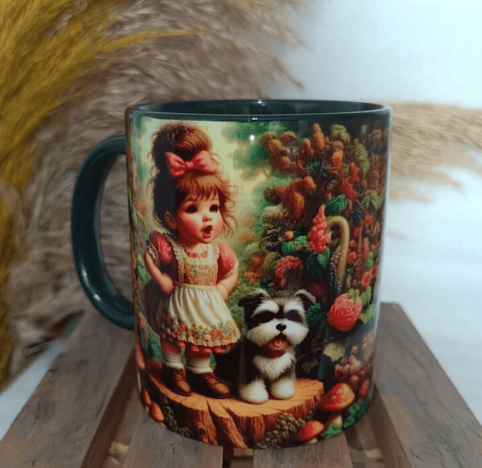 Vintage baskı büyük boy kupa