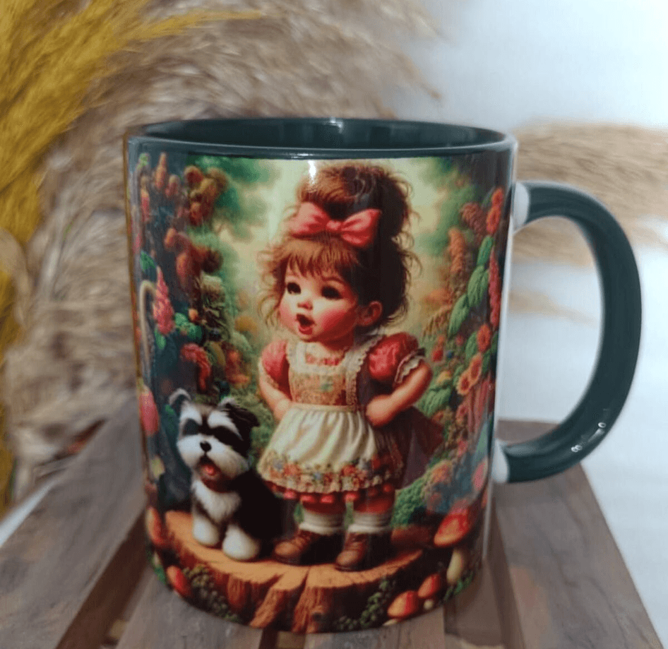 Vintage baskı büyük boy kupa