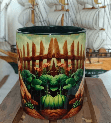 Vintage baskı büyük boy kupa