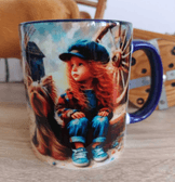 Vintage baskı büyük boy kupa