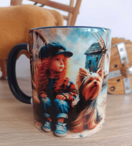 Vintage baskı büyük boy kupa