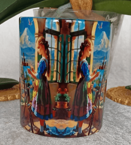 Vintage baskı büyük boy kupa