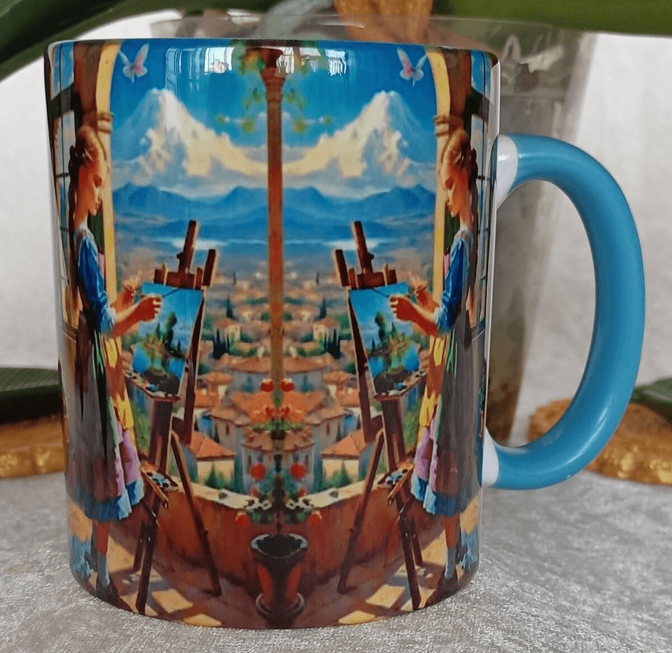 Vintage baskı büyük boy kupa