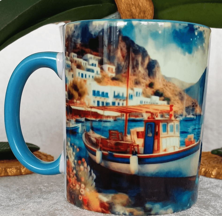 Vintage baskı büyük boy kupa