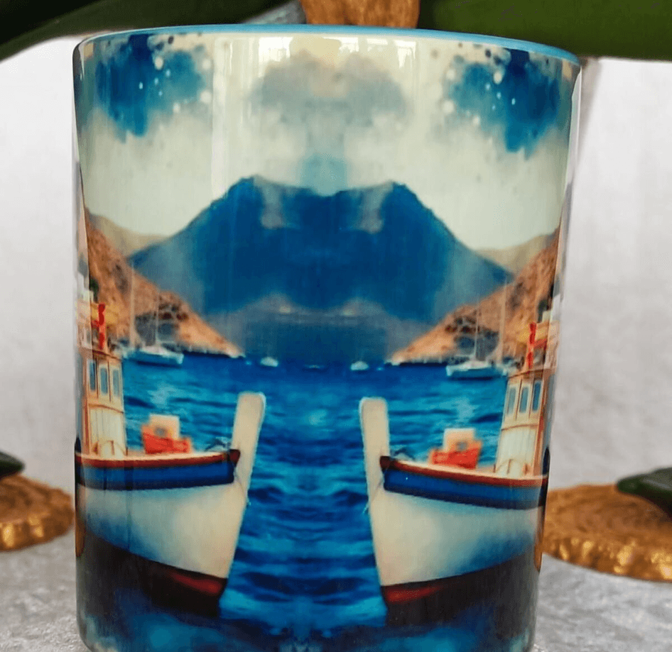 Vintage baskı büyük boy kupa