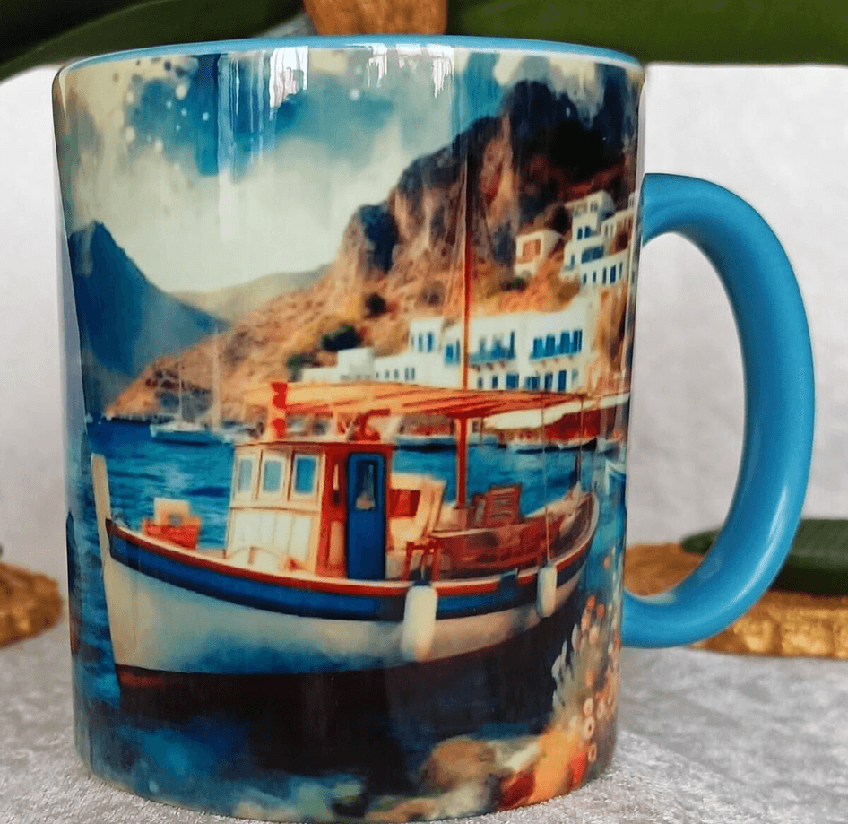 Vintage baskı büyük boy kupa