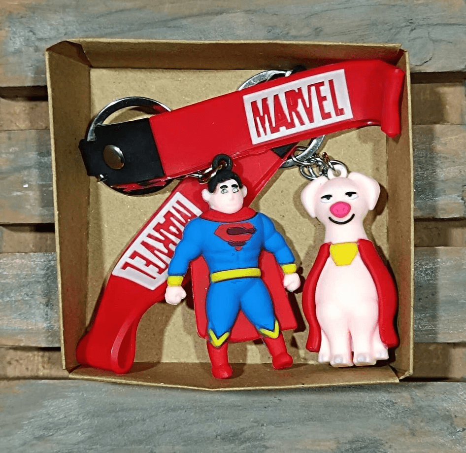 Süperman ve köpeği 2 li  silikon lüks anahtarlık çanta aksesuar