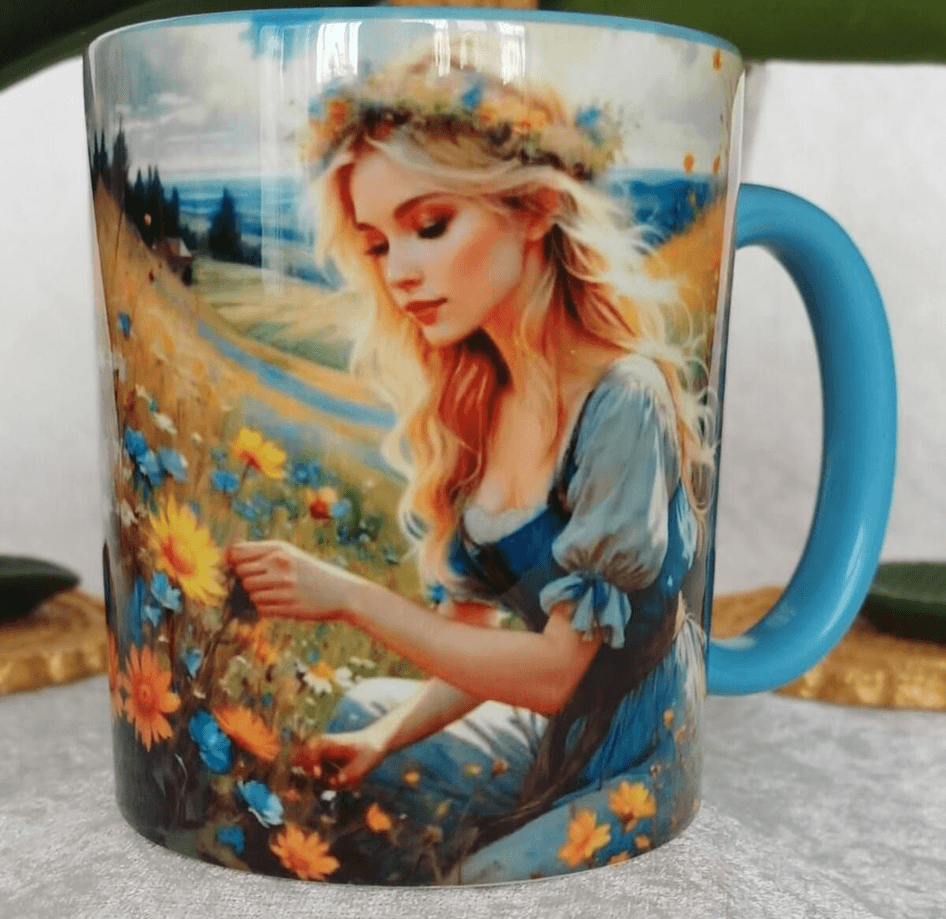 Vintage baskı büyük boy kupa