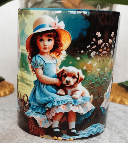 Vintage baskı büyük boy kupa