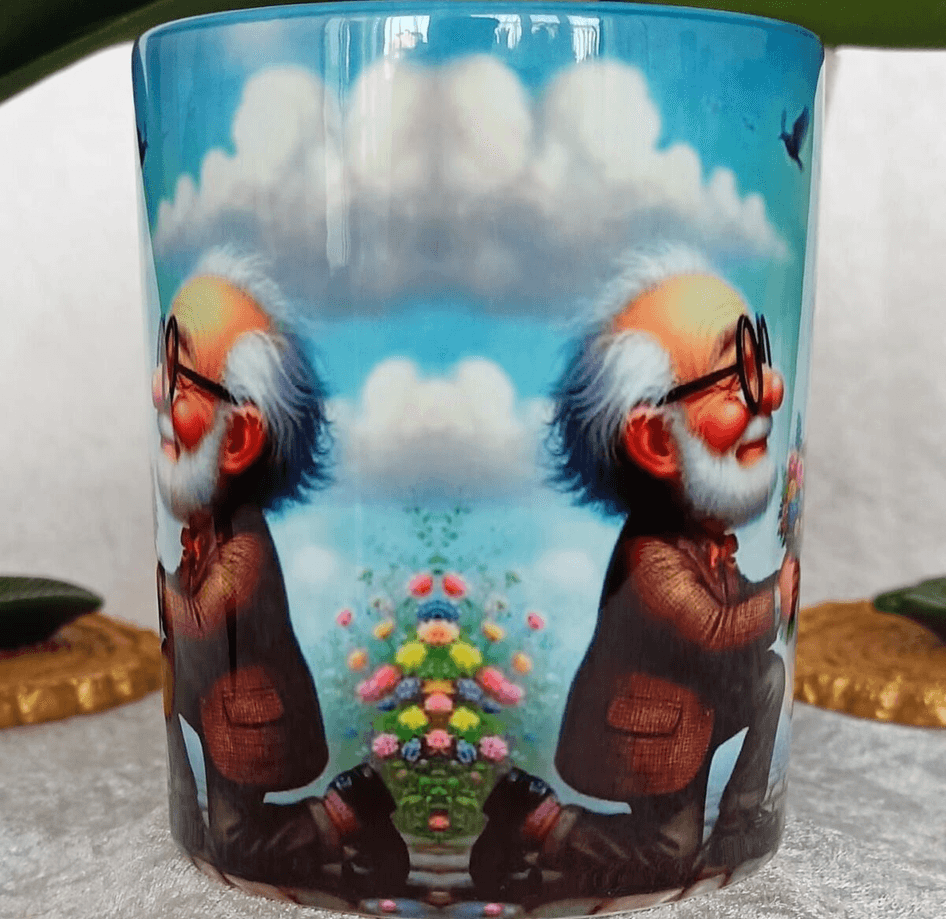 Vintage baskı büyük boy kupa