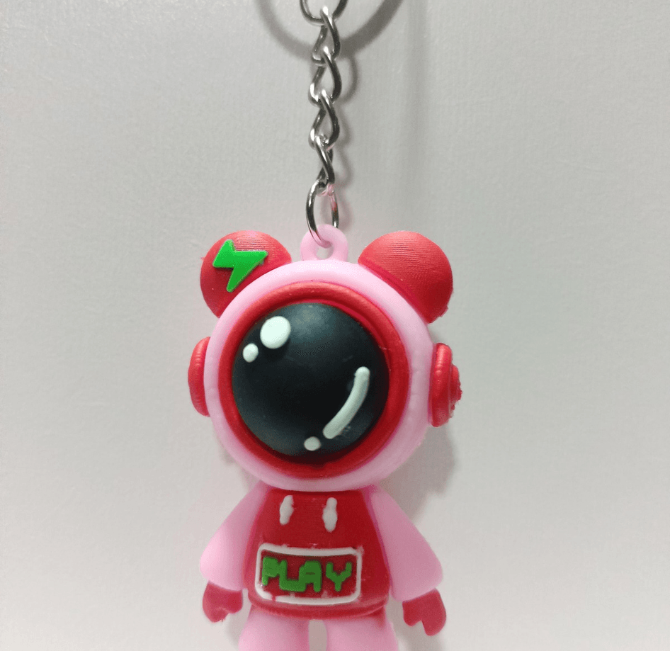 Astronot kırmızı  silikon lüks anahtarlık çanta aksesuar