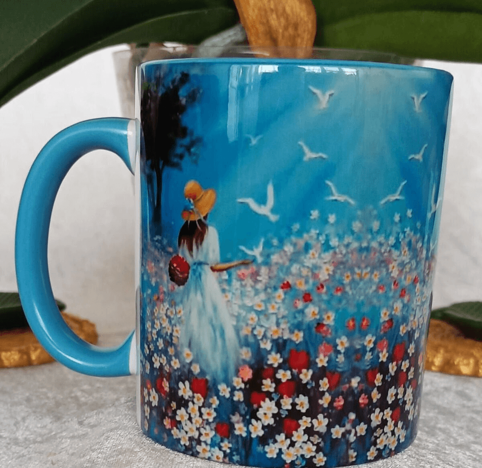 Vintage baskı büyük boy kupa