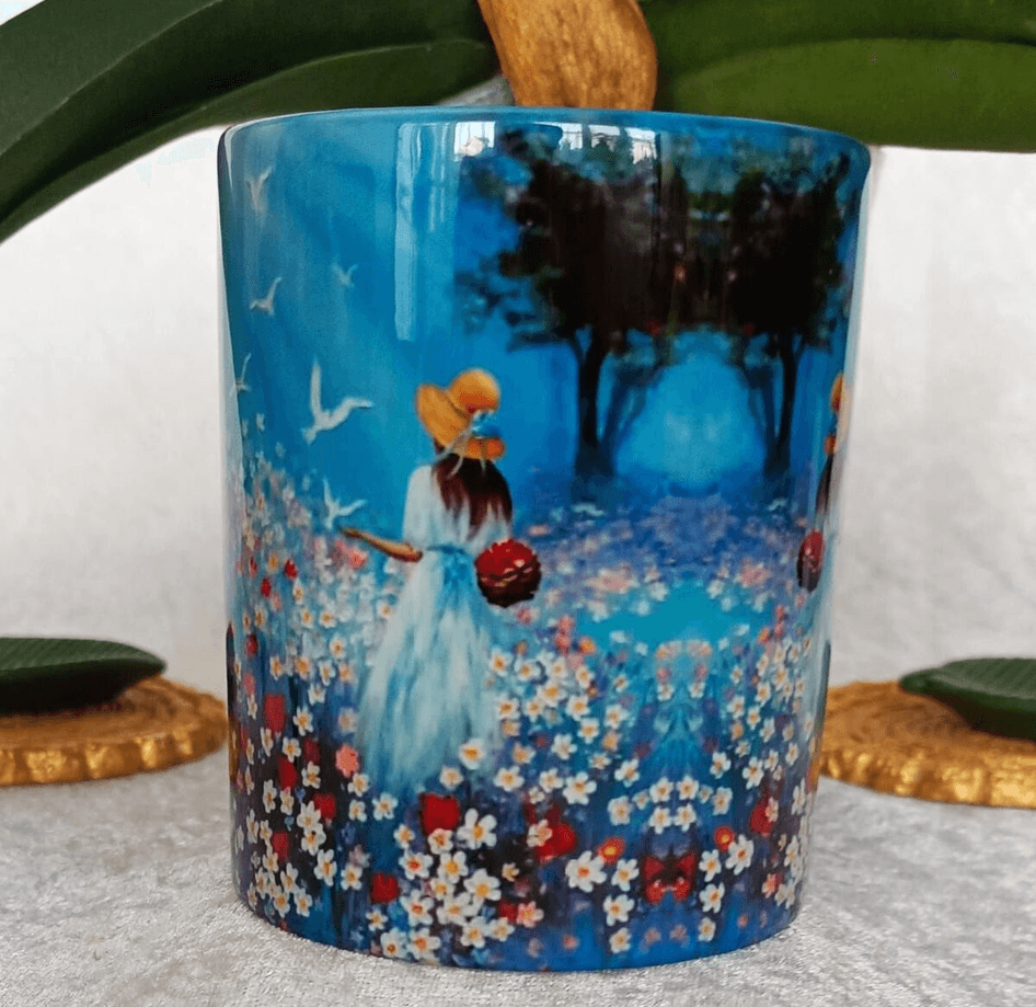 Vintage baskı büyük boy kupa