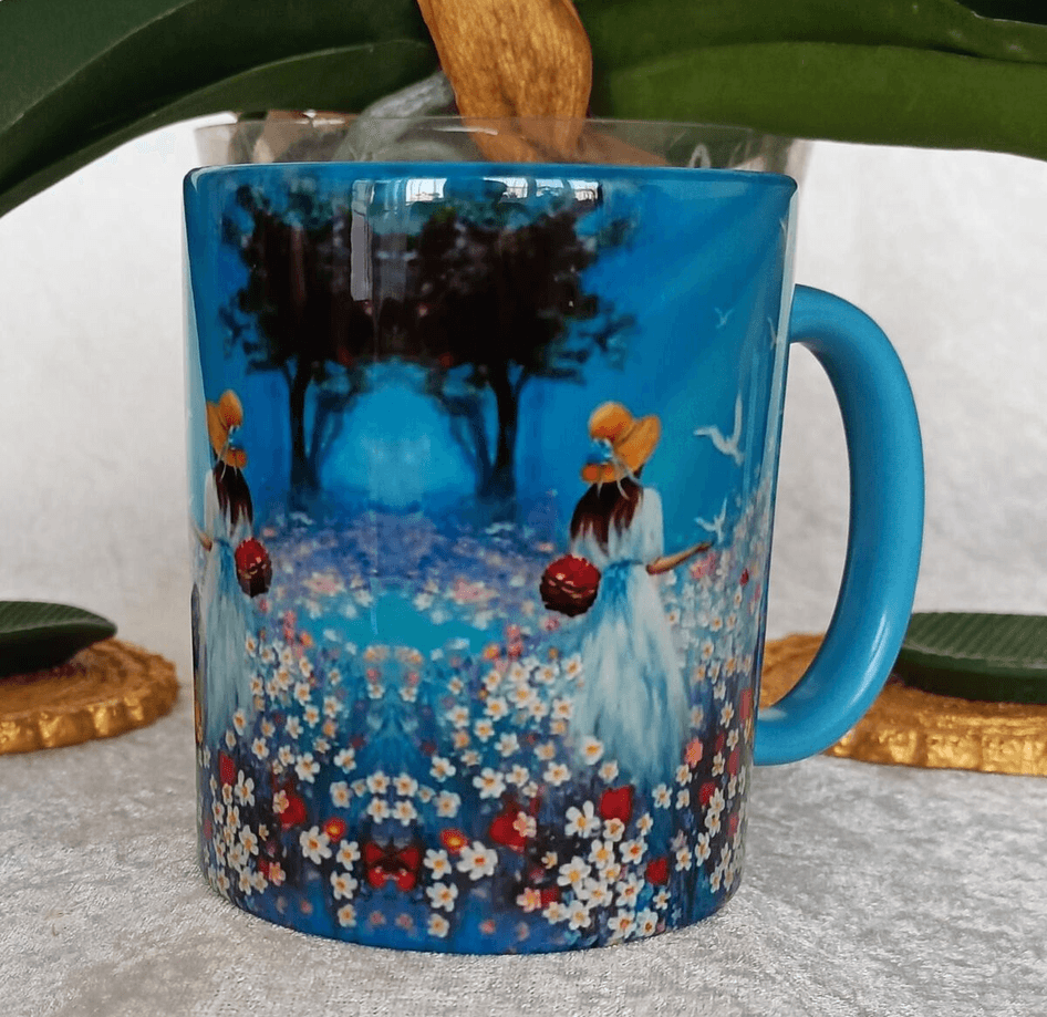 Vintage baskı büyük boy kupa