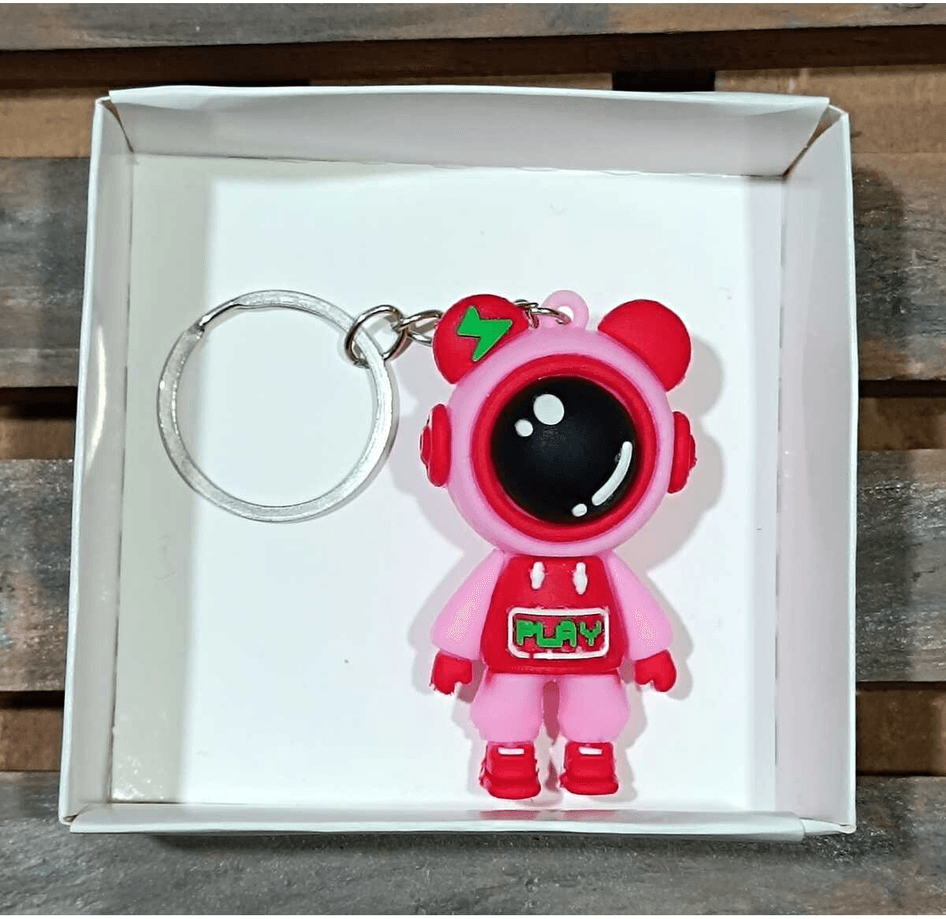 Astronot kırmızı  silikon lüks anahtarlık çanta aksesuar