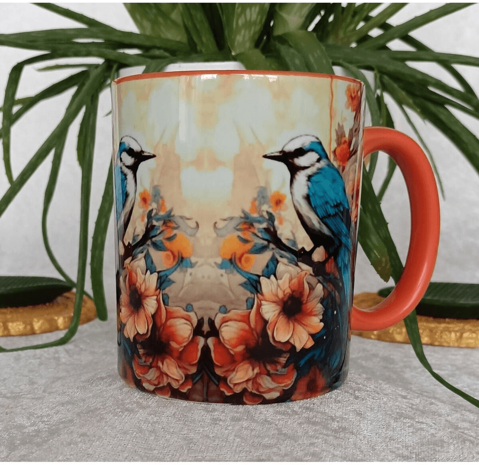 Vintage baskı büyük boy kupa