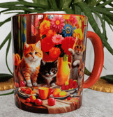 Kedi Vintage baskı büyük boy kupa