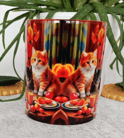 Kedi Vintage baskı büyük boy kupa