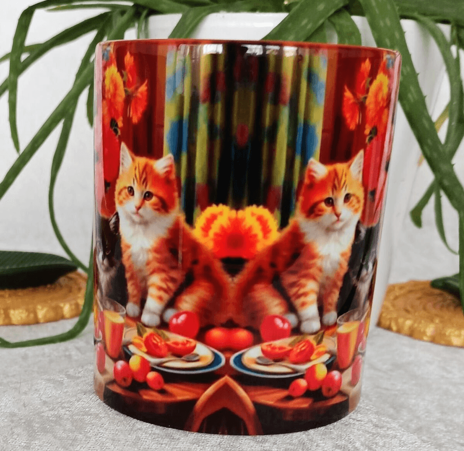 Kedi Vintage baskı büyük boy kupa