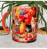 Kedi Vintage baskı büyük boy kupa