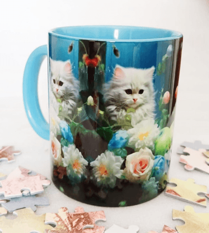 Kedi Vintage baskı büyük boy kupa