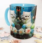 Kedi Vintage baskı büyük boy kupa