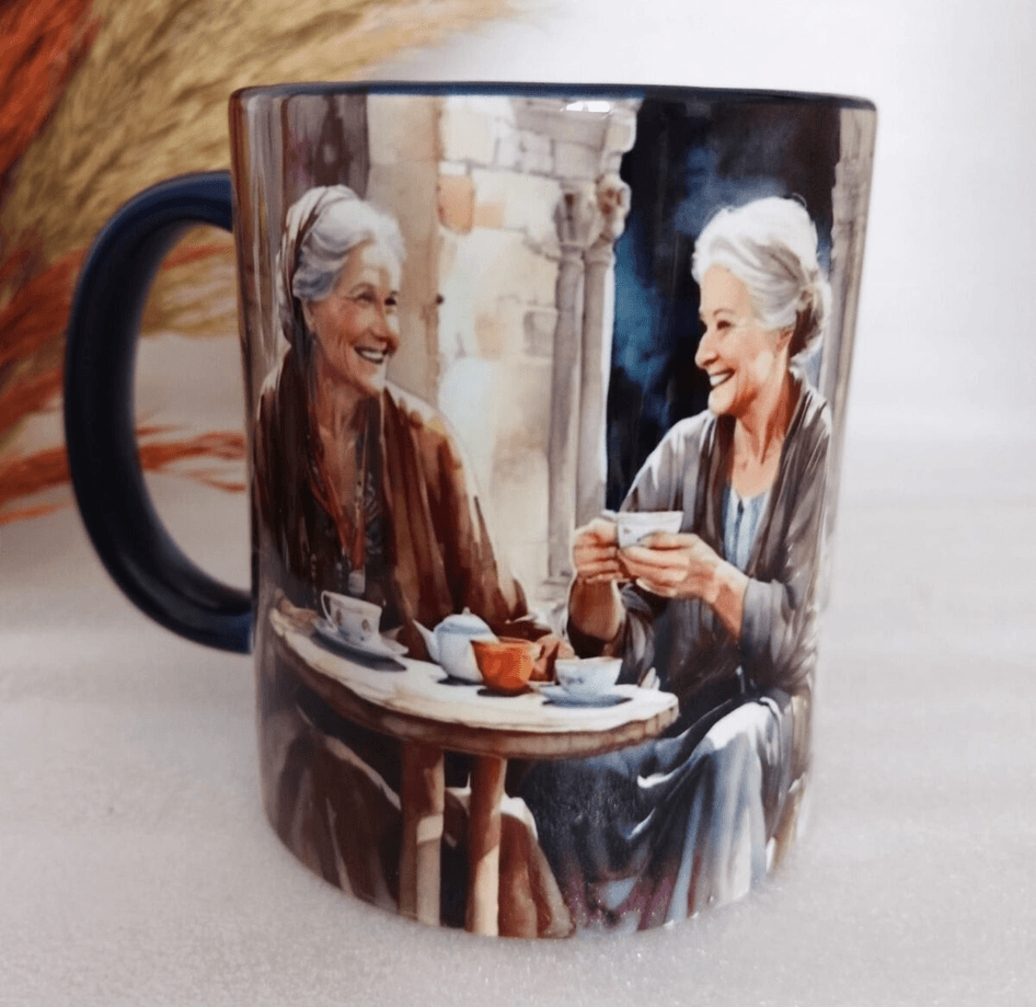 Vintage baskı büyük boy kupa