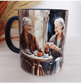 Vintage baskı büyük boy kupa