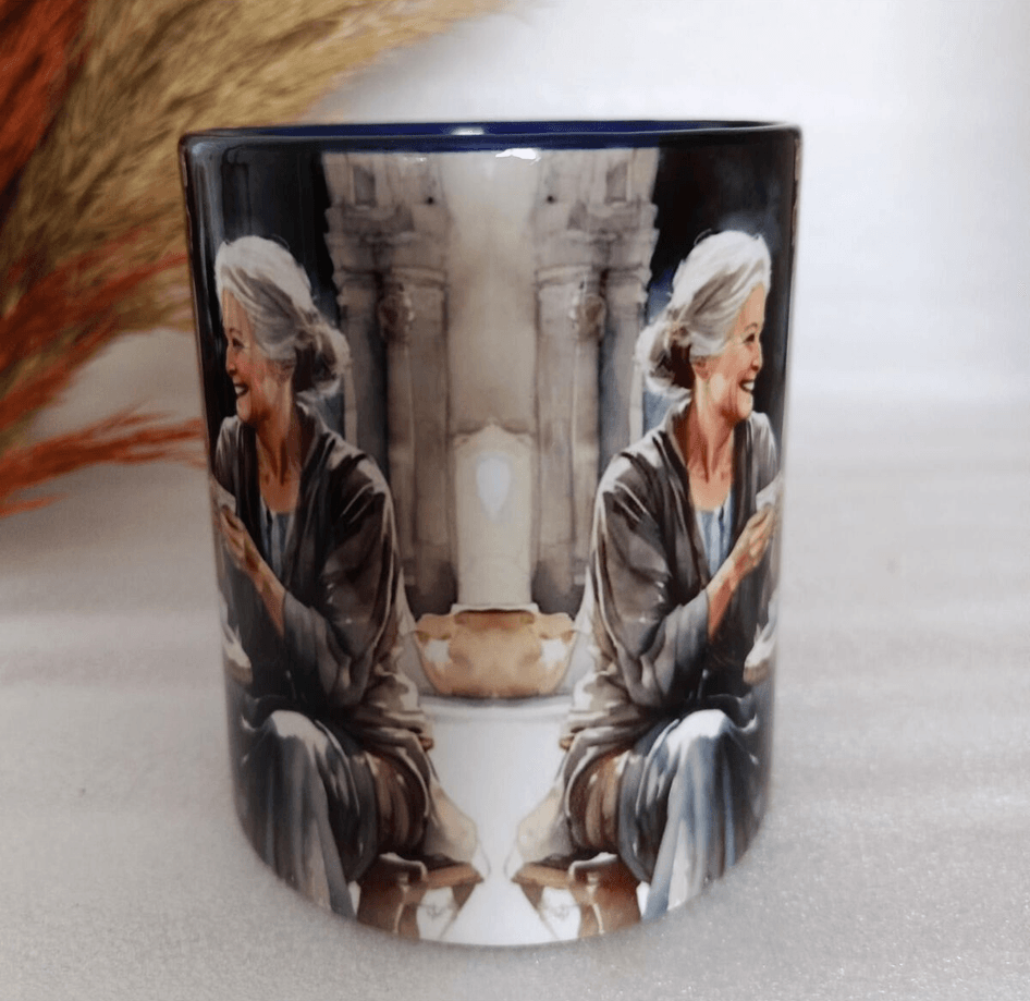 Vintage baskı büyük boy kupa