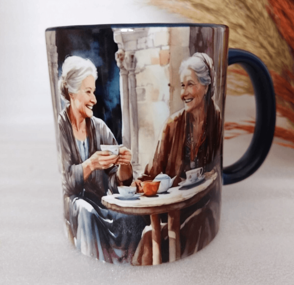 Vintage baskı büyük boy kupa