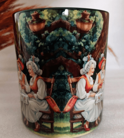 Vintage baskı büyük boy kupa