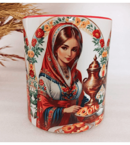 Vintage baskı büyük boy kupa